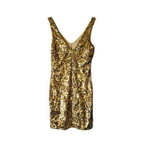 Bebe Gold Sequin Mini Dress Sleeveless Cocktail Women's Size Medium